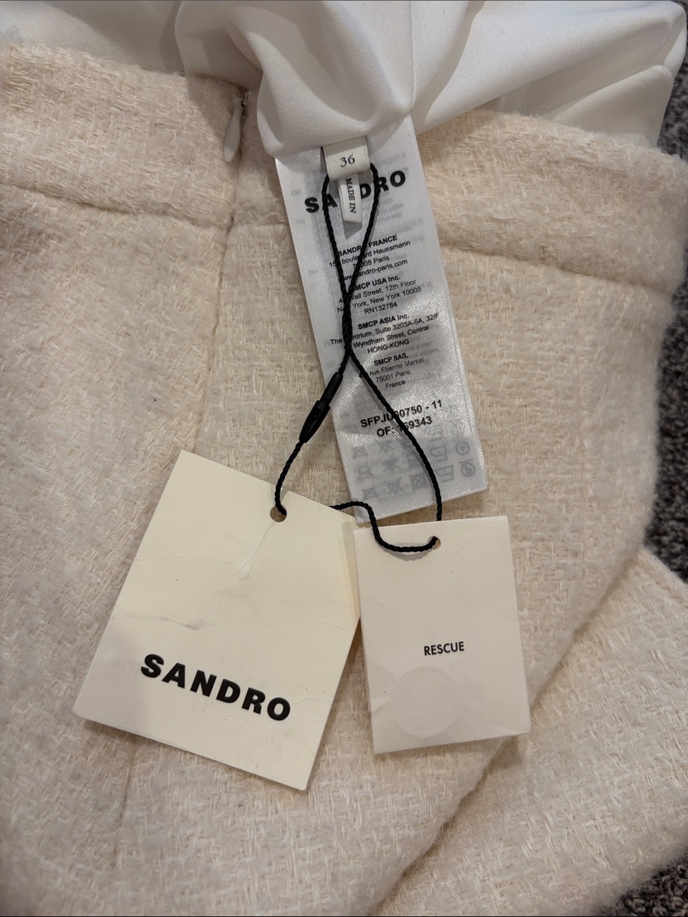 BRAND NEW WITH TAG Sandro Cream Textured Ruffle Hem Skirt - Picture 7 of 7